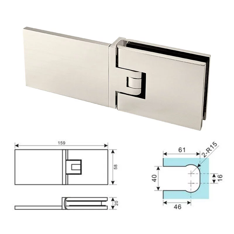 Glass To Wall Spring Hinge Mounted At 180 Degrees