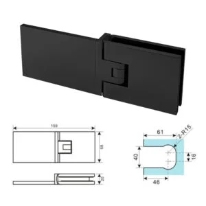 Glass To Wall Spring Hinge In A 180-Degree Opening Position