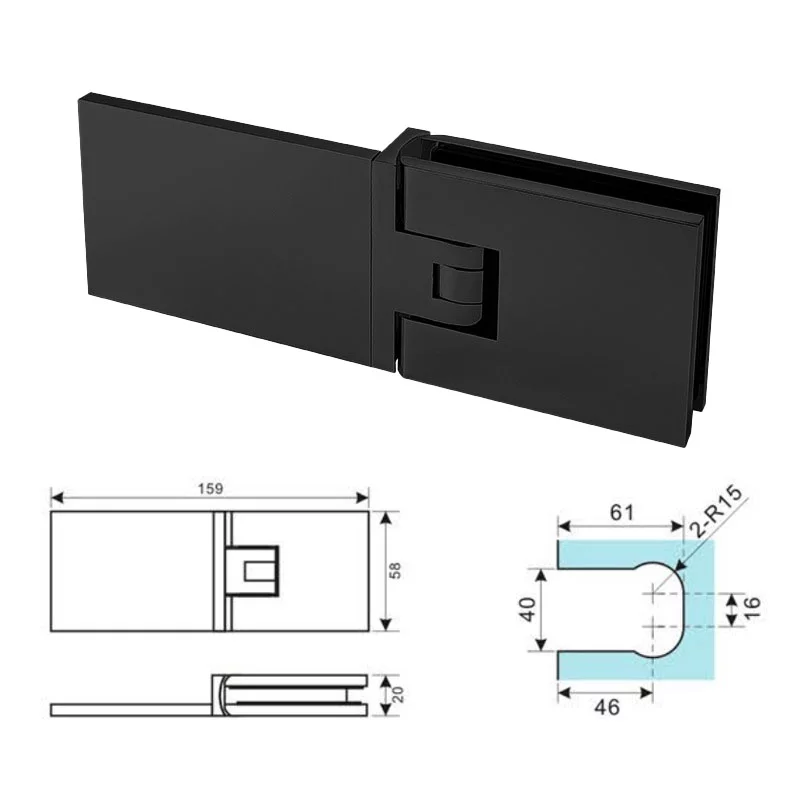 Glass To Wall Spring Hinge In A 180-Degree Opening Position