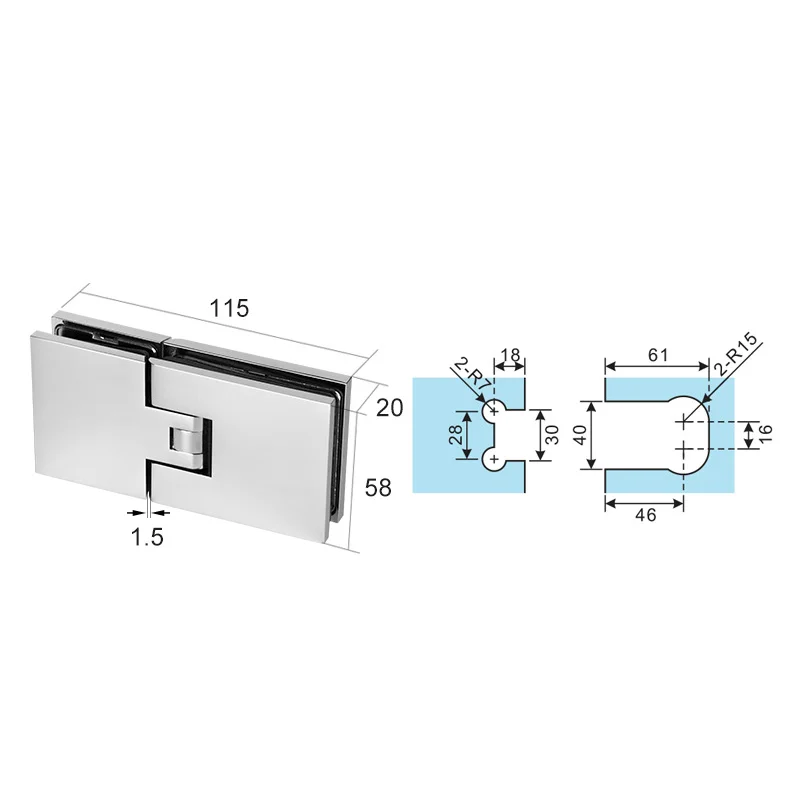 180° Glass To Glass Spring Hinges Brass Sgh-1064 Chrome