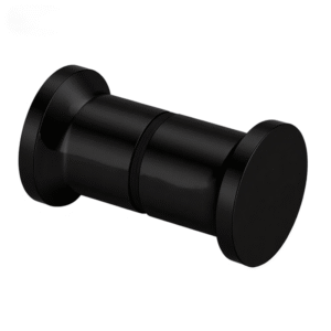Back-to-back brass glass shower door knobs, size Φ30 × 25mm. Fits 6–12mm glass, available in Chrome, Polished Gold, and Brushed Nickel finishes.