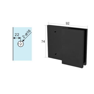 Abrazadera negra de vidrio a vidrio con tapa