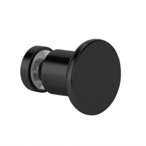 SGH-K11K round brass glass shower door knob. Compact design, Φ30 × 22 × Φ19 mm, fits 6–12mm glass. Available in Chrome, Gold, and Brushed Nickel finishes.
