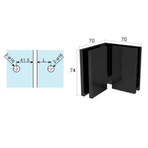 Abrazaderas para puerta de ducha de cristal con tapa 90 grados SGH-1002 Negro
