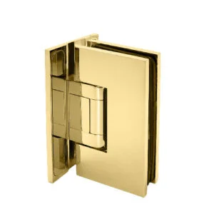 Glass shower door hinge installed on a wall