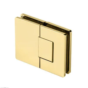 Brass shower door hinge with 180-degree swing for glass panels