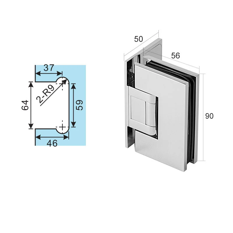 Bisagras desplazadas de latón para puertas de ducha de cristal resistentes