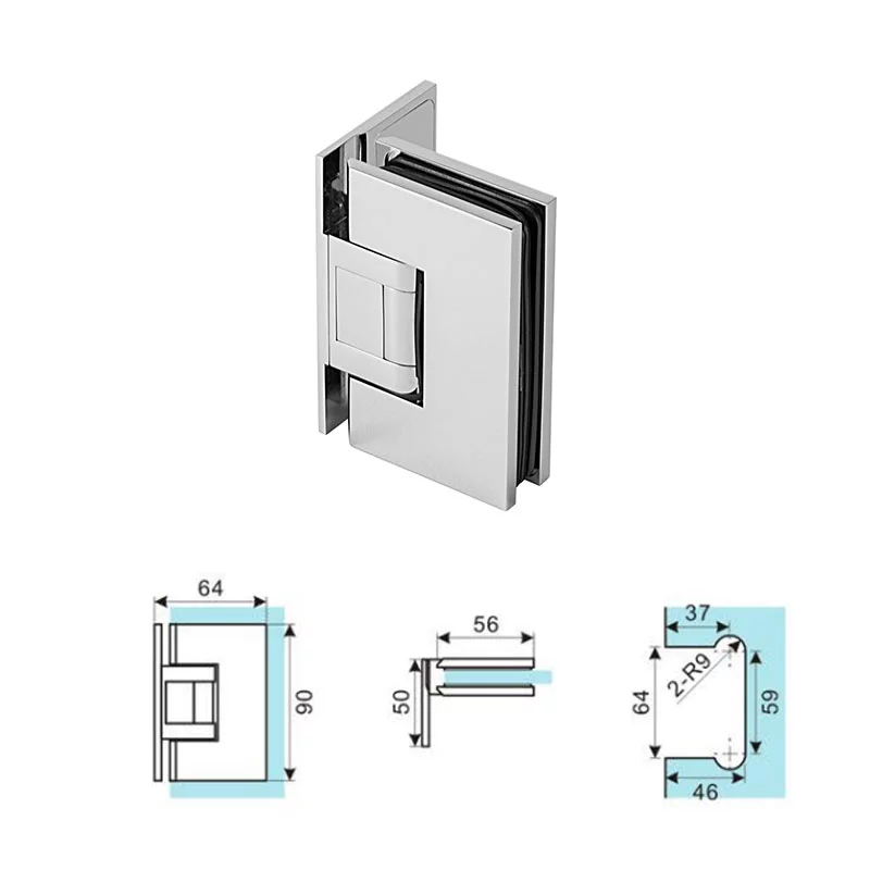 Bisagras desplazadas de latón para puertas de ducha de cristal resistentes