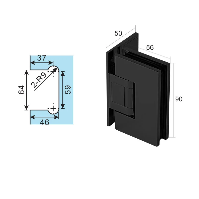 Bisagras desplazadas de latón para puertas de ducha de cristal resistentes