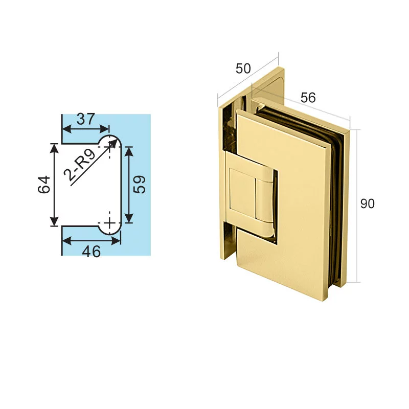 Bisagras desplazadas de latón para puertas de ducha de cristal resistentes