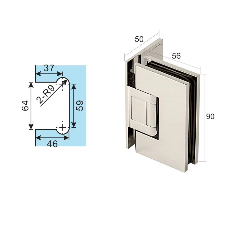 Bisagras desplazadas de latón para puertas de ducha de cristal resistentes