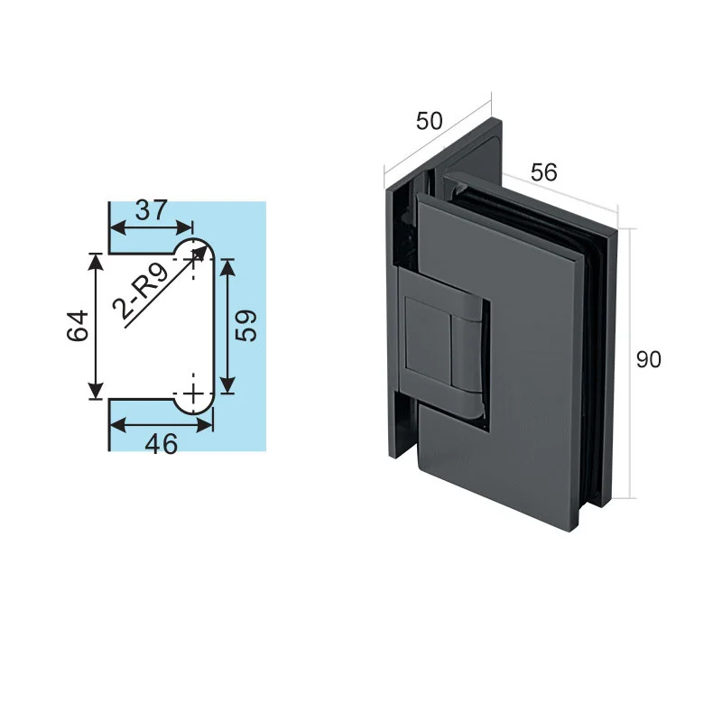 Bisagras desplazadas de latón para puertas de ducha de cristal resistentes