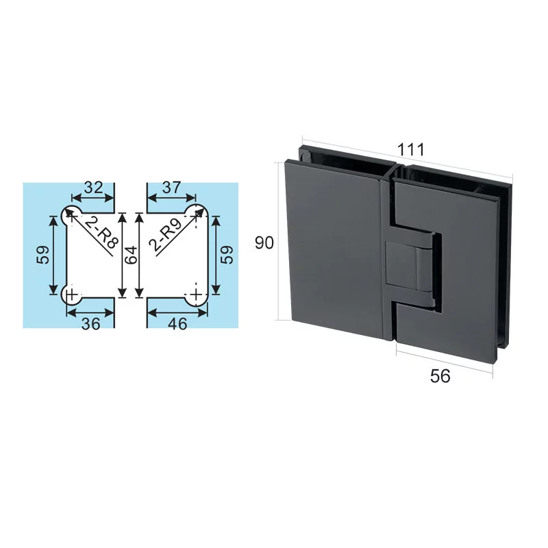 Gray Heavy-Duty Brass Shower Door Hinge Sgh-1504
