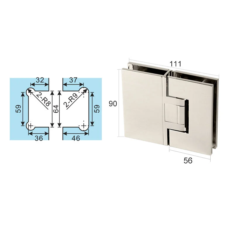 Nickel Finish Shower Door Hinge Sgh-1504
