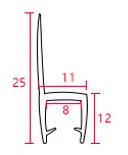Perfil de junta de puerta de ducha de 8 mm para marcos en forma de h