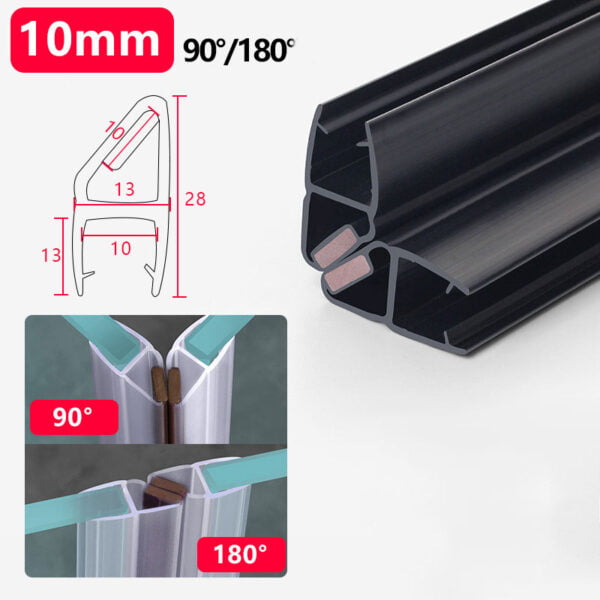 Magnetic Pvc Shower Door Seals Pair Black 10Mm 90 180 Buy Shower Door Hardware In Bulk | Sgh Shower Hinges