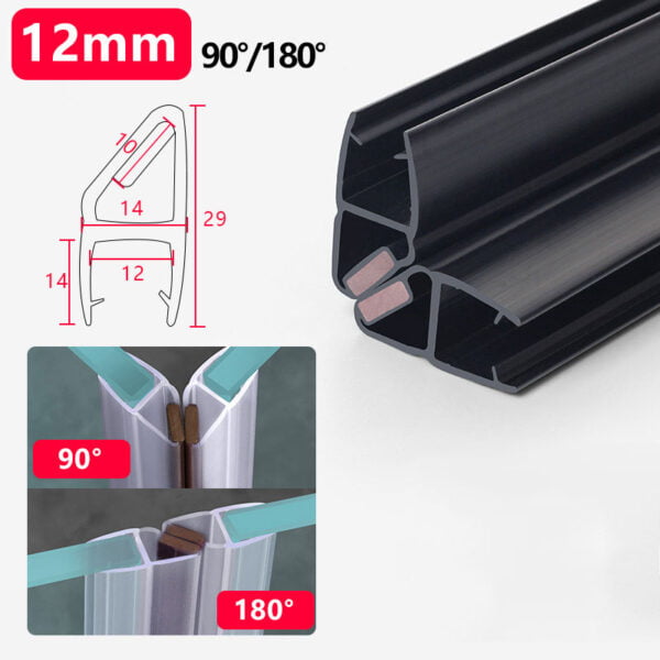 Magnetic Pvc Shower Door Seals Pair Black 12Mm 90 180 Buy Shower Door Hardware In Bulk | Sgh Shower Hinges