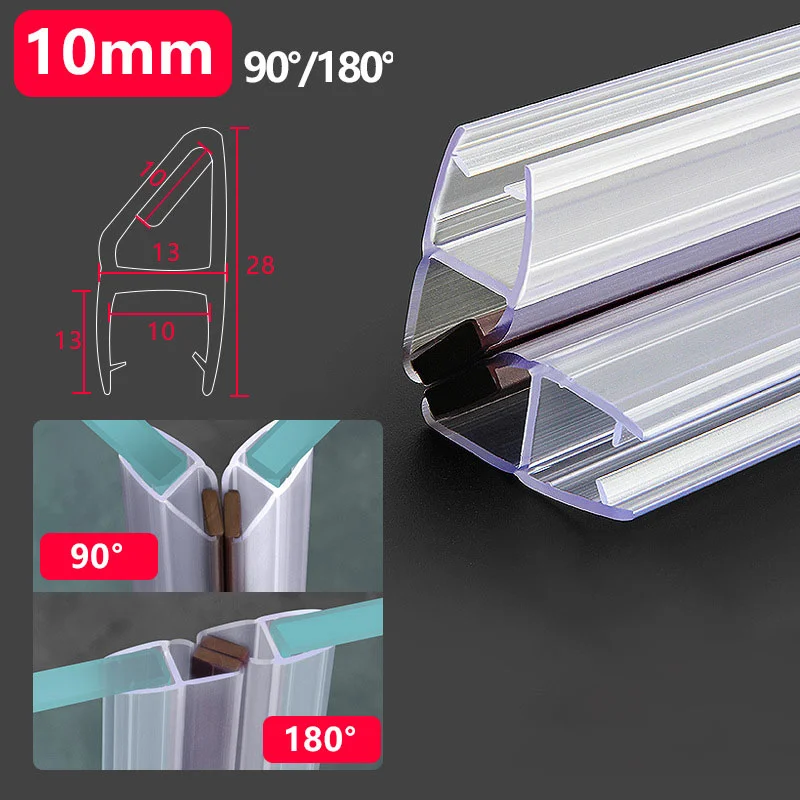 White Magnetic Pvc Shower Door Seals Pair For 90 Or 180 Degree Angles