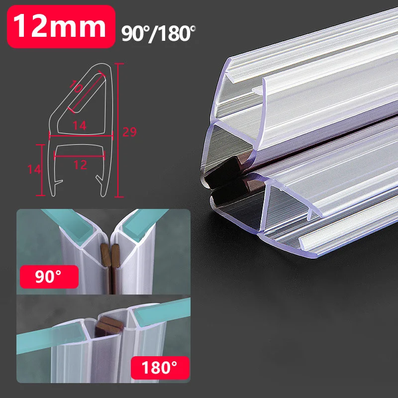 White Magnetic Pvc Shower Door Seals Pair For 90 Or 180 Degree Angles