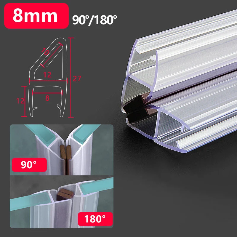 White Magnetic Pvc Shower Door Seals Pair For 90 Or 180 Degree Angles