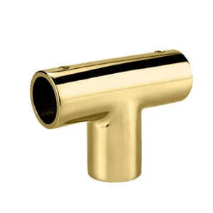 Gold T-shaped round tube connector SGH-R24