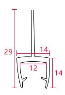 Perfil de junta de puerta de ducha de 12 mm en forma de Y