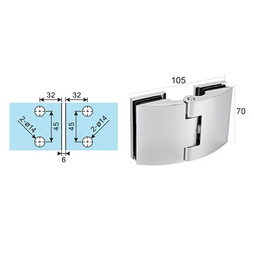 Brass Frameless Shower Door Hinges In Chrome With Cover