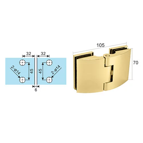 Brass Glass Frameless Shower Door Hinges With Cover Sgh-C102 Gold