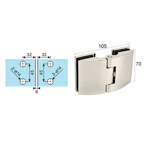 Brass Glass Frameless Shower Door Hinges With Cover Sgh-C102 - Nickel