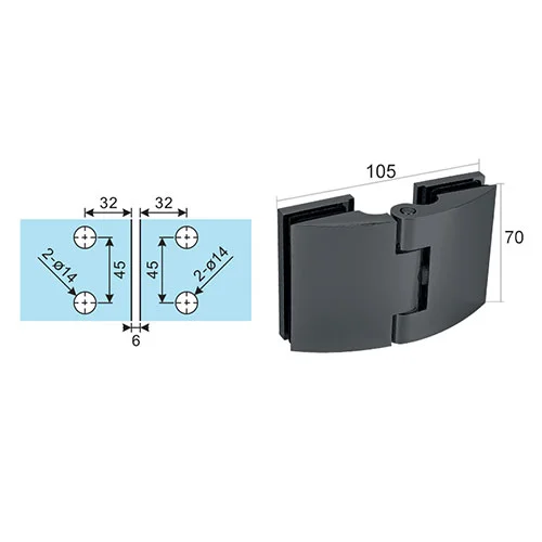 Brass Glass Frameless Shower Door Hinges With Cover Sgh-C102 - Matte Black