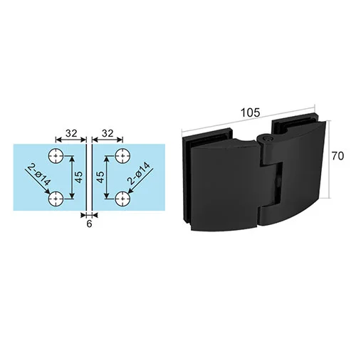Brass Glass Frameless Shower Door Hinges With Cover Sgh-C102 - Matte Black