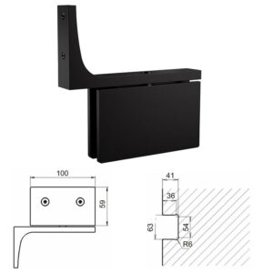 LM5901AL Bisagra pivotante lateral izquierda de latón para puerta de ducha - Tamaño del cristal a la pared 8-12 mm