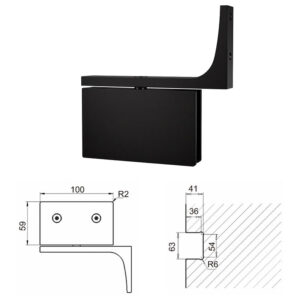 LM5901AR Bisagra pivotante lateral derecha de latón para puerta de ducha - Tamaño del cristal a la pared 8-12 mm
