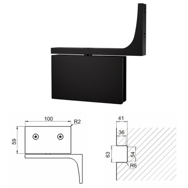 Lm5901Ar Rechtsseitiges Messing-Duschtür-Drehscharnier - Glas an Wand 8-12mm Größe