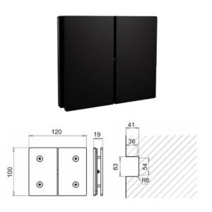 LM5901B Bisagra pivotante de latón de 180° para puerta de ducha de cristal a cristal - Para tamaño de cristal de 8-12 mm