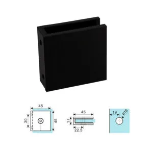SDC140B Square Brass 90° Glass to Wall Round Hole Clip Size
