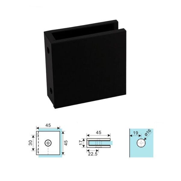 Sdc140B Square Brass 90° Glass To Wall Round Hole Clip Size