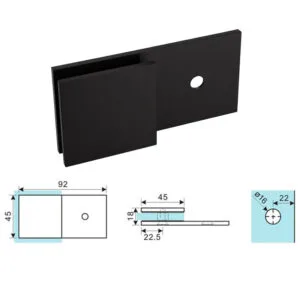 SDC140C Laiton carré 180° Verre vers mur Long Clamp Taille