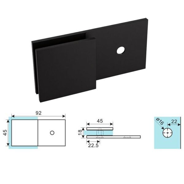 Sdc140C Square Brass 180° Glass To Wall Long Clamp Size