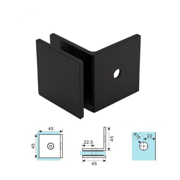 Sdc141 Square Brass 90° Glass To Wall Clamp Clip Size