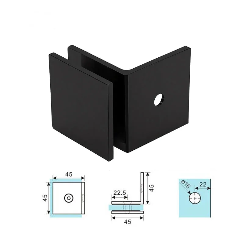 Sdc141 Square Brass 90° Glass To Wall Clamp Clip Size