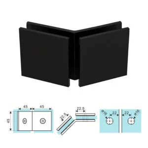 SDC142 Square Brass 90° Glass to Glass Clamp Clip SIze