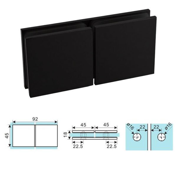 Sdc144 Square Brass 180° Glass To Glass Clamp Clip